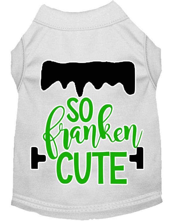 So Franken Cute Screen Print Dog Shirt White Med